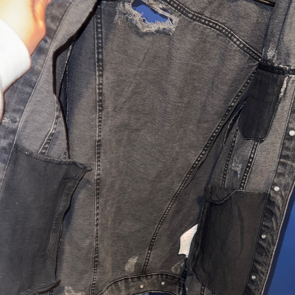 ZARA- Distressed Washed Black Denim Jacket Size S - Picture 14 of 14